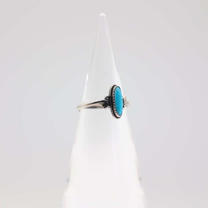 Dainty Sterling Silver Turquoise Ring - Size 8.25