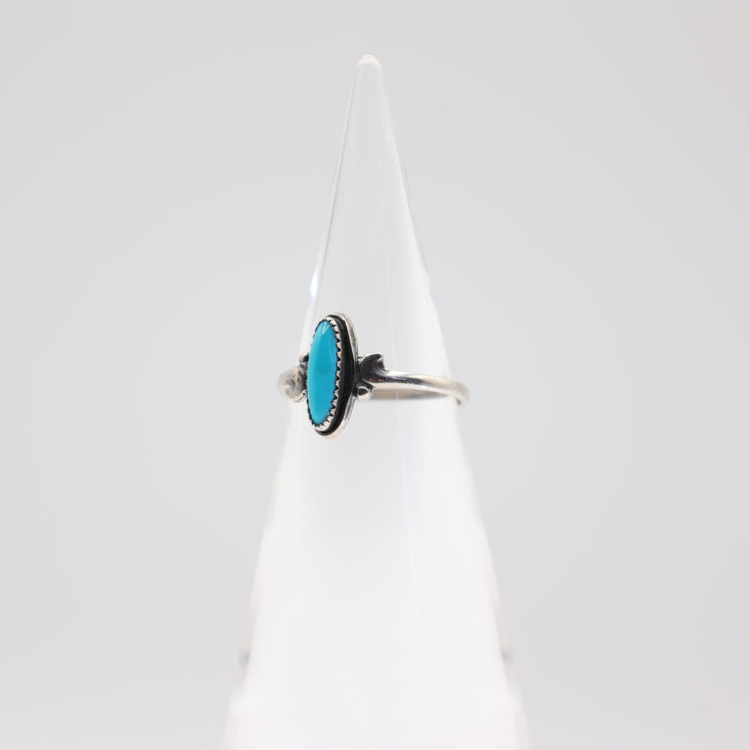 Dainty Sterling Silver Turquoise Ring - Size 8.25
