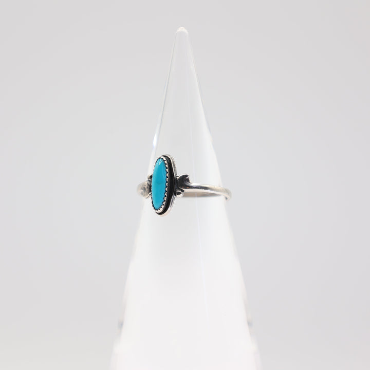 Dainty Sterling Silver Turquoise Ring - Size 8.25
