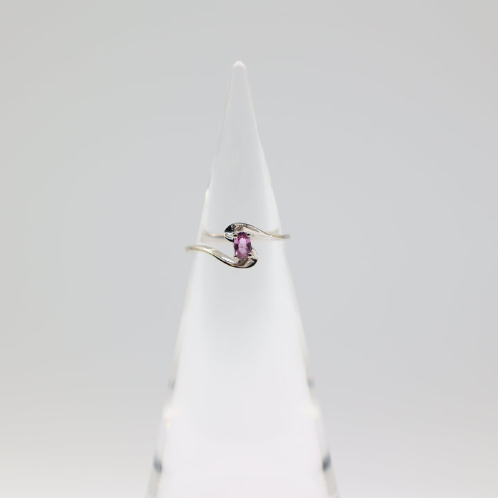 14K White Gold Pink Sapphire Wave Ring Size 7 0.25 Carat