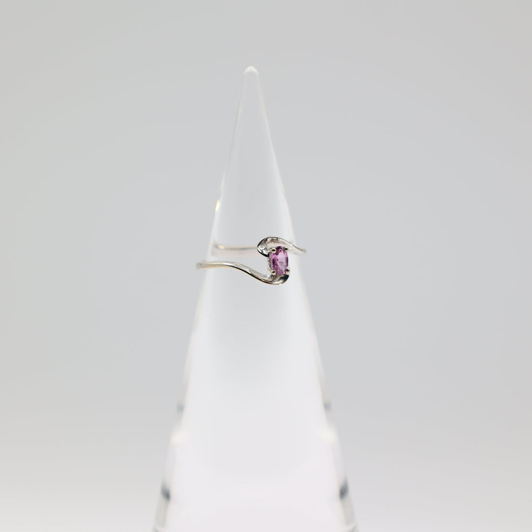 14K White Gold Pink Sapphire Wave Ring Size 7 0.25 Carat