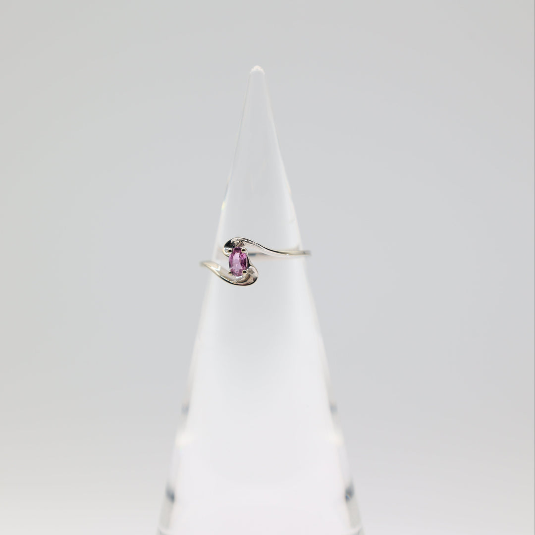 14K White Gold Pink Sapphire Wave Ring Size 7 0.25 Carat