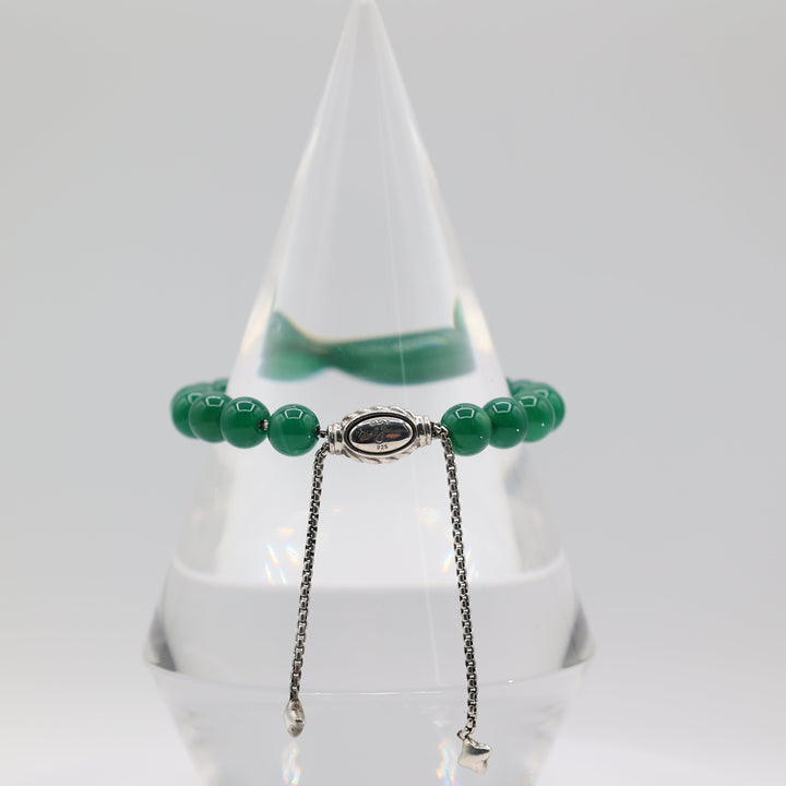 David Yurman Sterling Silver Green Onyx Bead Bolo Bracelet