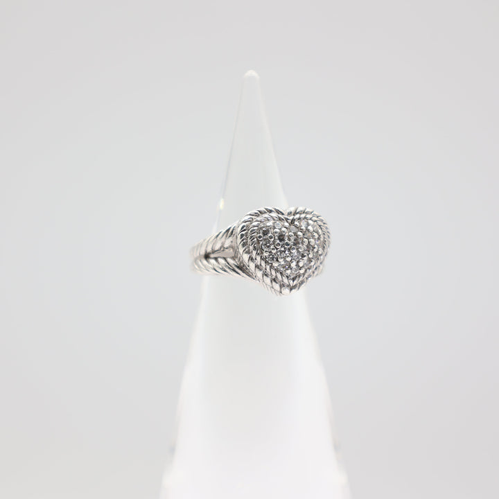 925 Sterling Silver Judith Ripka Cubic Zirconia Heart Ring- Size 5.5
