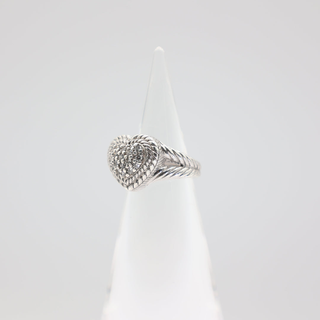 925 Sterling Silver Judith Ripka Cubic Zirconia Heart Ring- Size 5.5