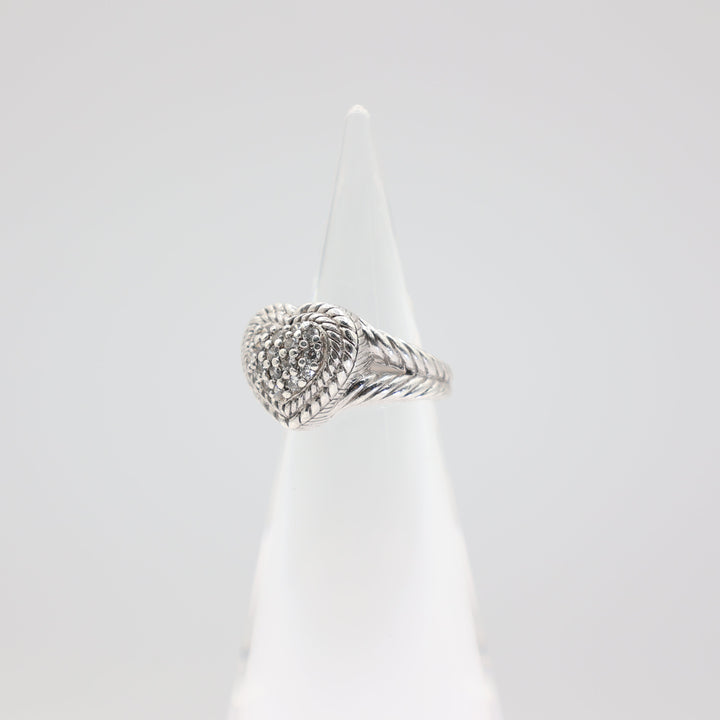 925 Sterling Silver Judith Ripka Cubic Zirconia Heart Ring- Size 5.5