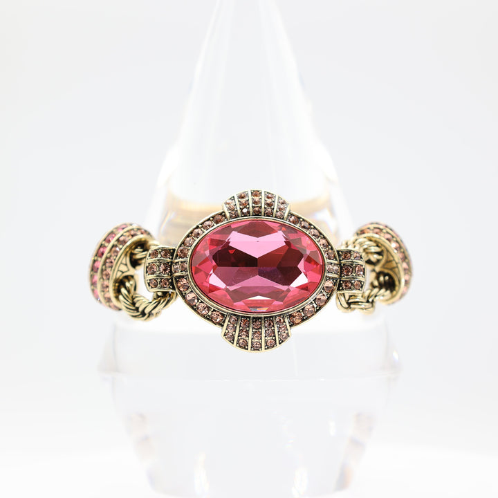 Heidi Daus Large Pink Crystal "Chain of Events" Bracelet