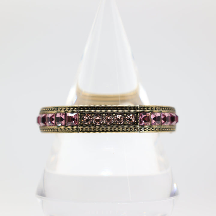 Heidi Daus Vintage Bronze light and dark purple crystals Bangle bracelet