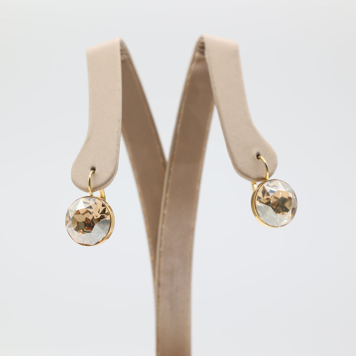Swarovski Gold Toned Citrine Leverback Earrings 1.5mm