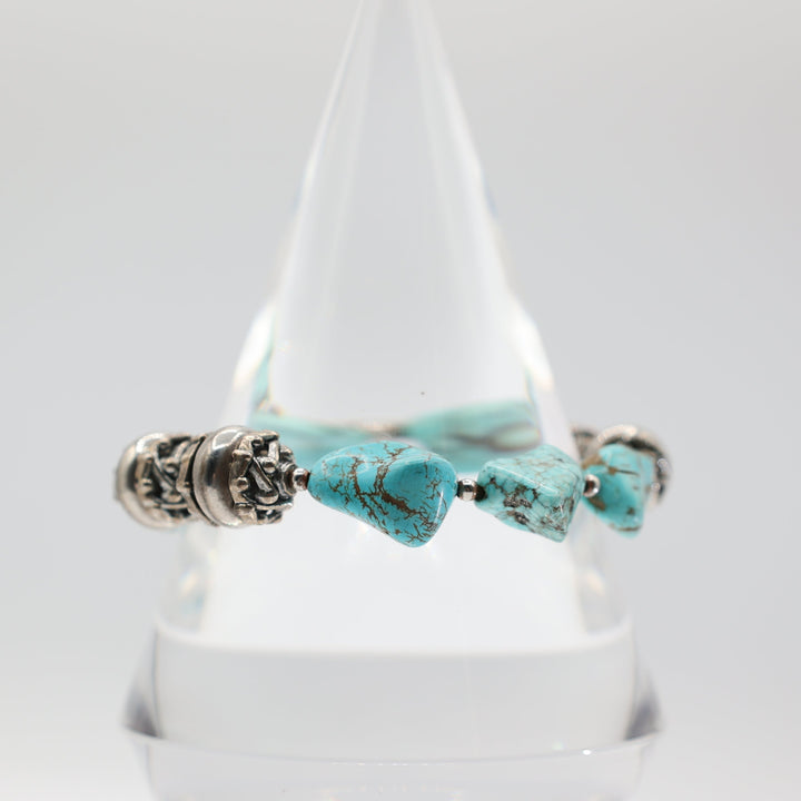 Silver Tone Faux Turquoise Stretch Bracelet