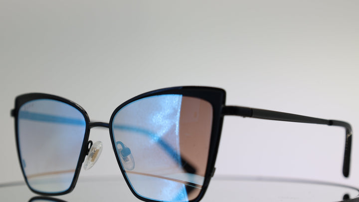 Diff BK-GG27 Becky Black Cat Eye w/ Blue Mirrored Sunglasses