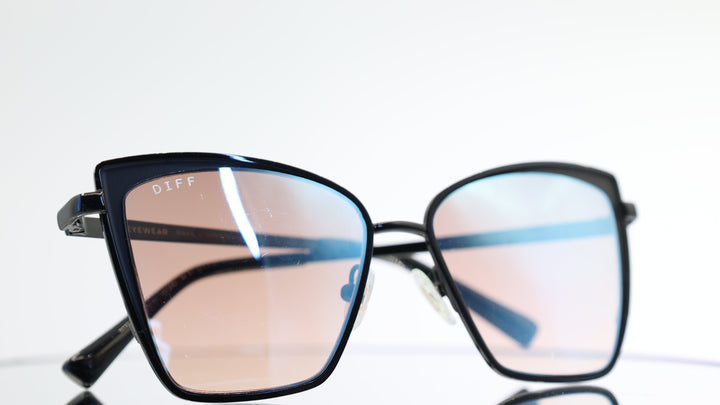 Diff BK-GG27 Becky Black Cat Eye w/ Blue Mirrored Sunglasses