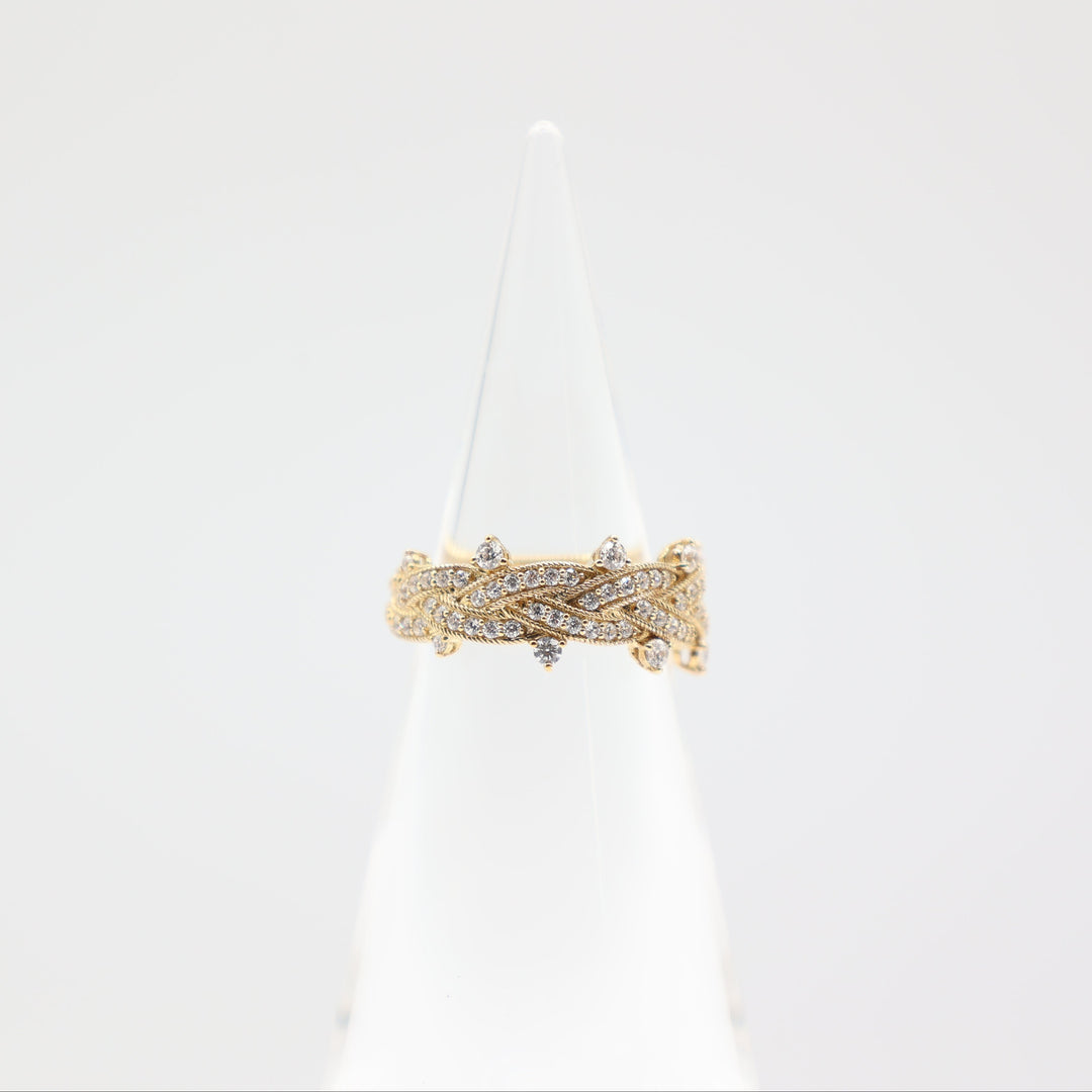 Judith Ripka Yellow Gold Toned Diamonique Crown Thorn Ring - Size 8