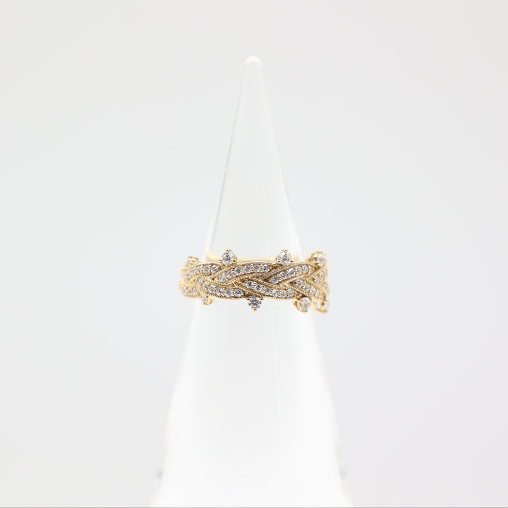 Judith Ripka Yellow Gold Toned Diamonique Crown Thorn Ring - Size 8