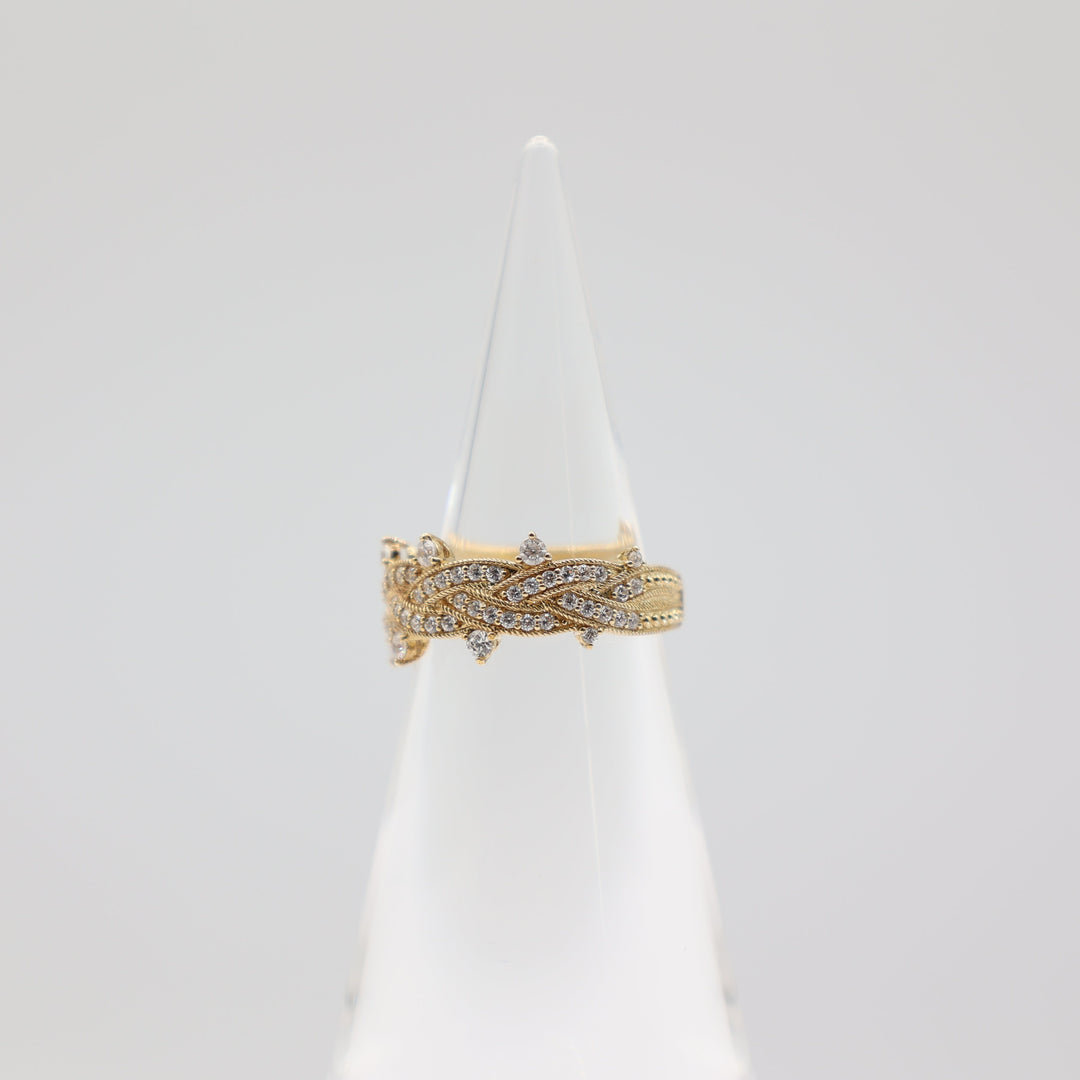 Judith Ripka Yellow Gold Toned Diamonique Crown Thorn Ring - Size 8