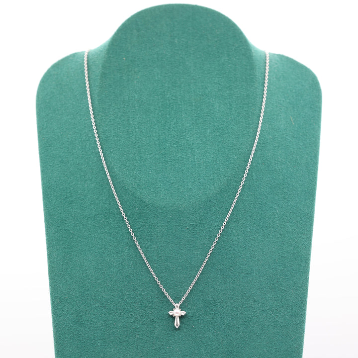 925 Sterling Silver Gabriel & Co White Pearl Cross 16" Chain Necklace
