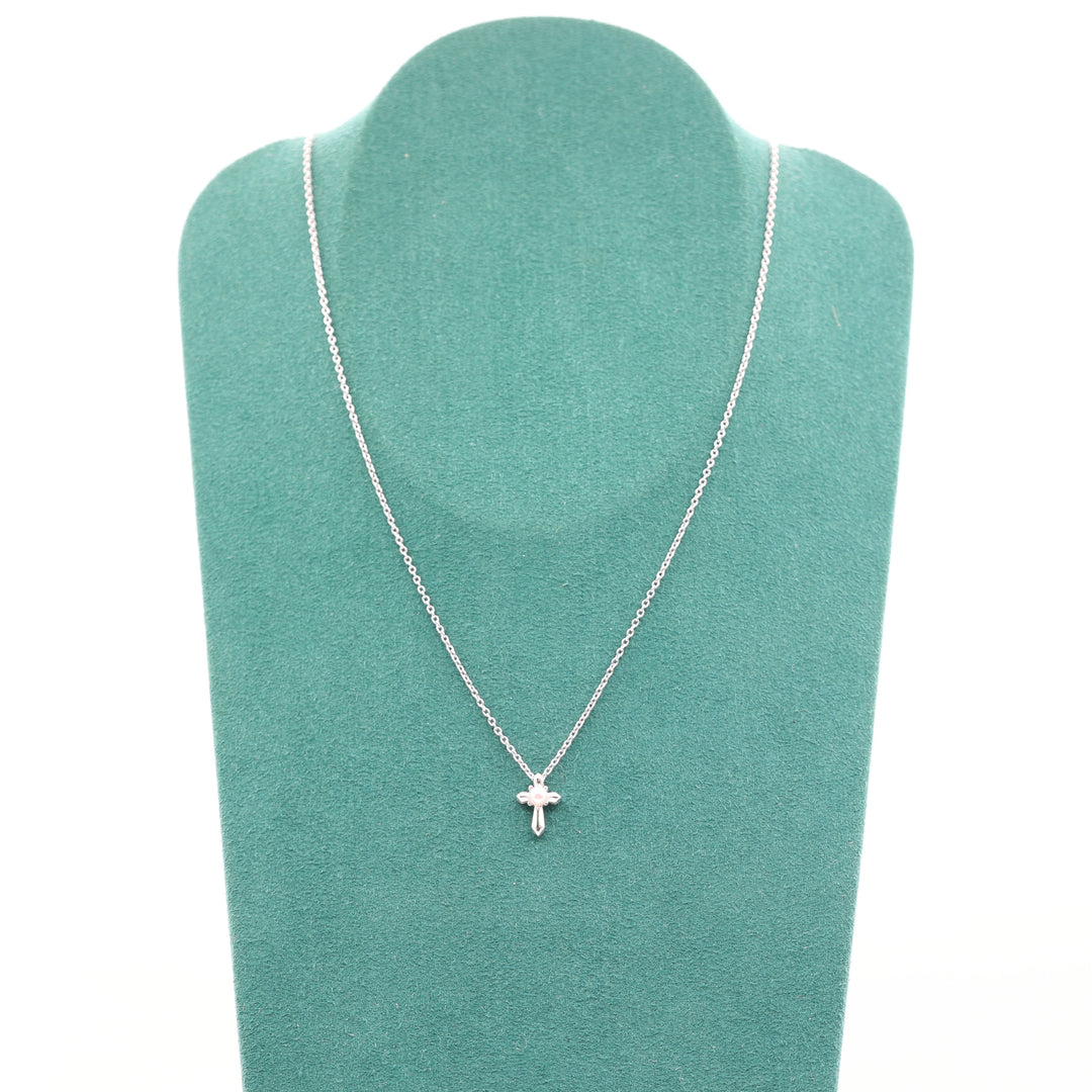 925 Sterling Silver Gabriel & Co White Pearl Cross 16" Chain Necklace