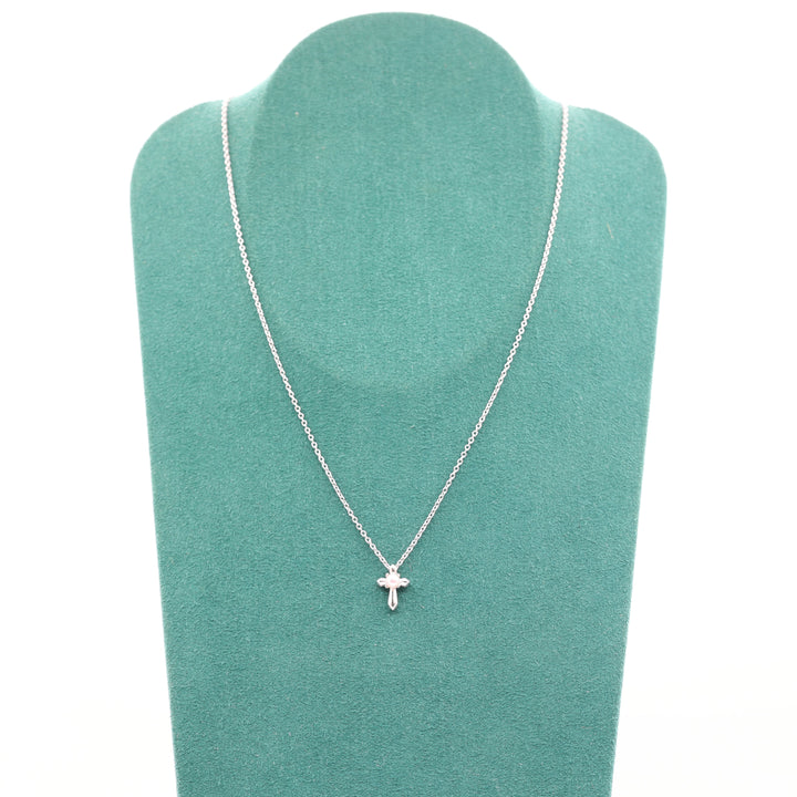 925 Sterling Silver Gabriel & Co White Pearl Cross 16" Chain Necklace