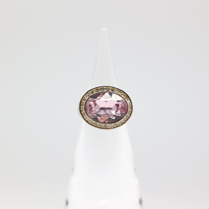 Givenchy Pink Crystal Oval Ring Size 9