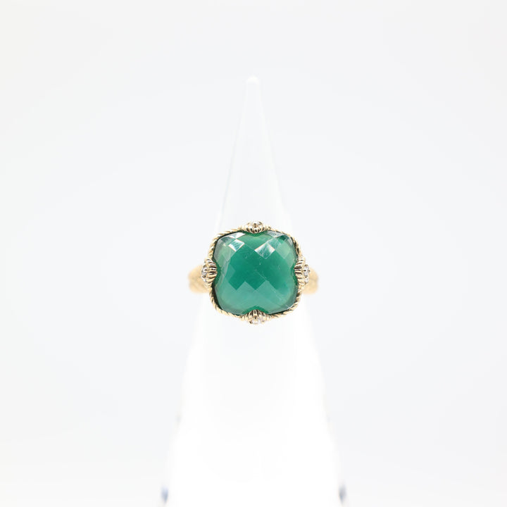 Judith Ripka Gold Plated Silver Green Goddess Ring - Size 9.75