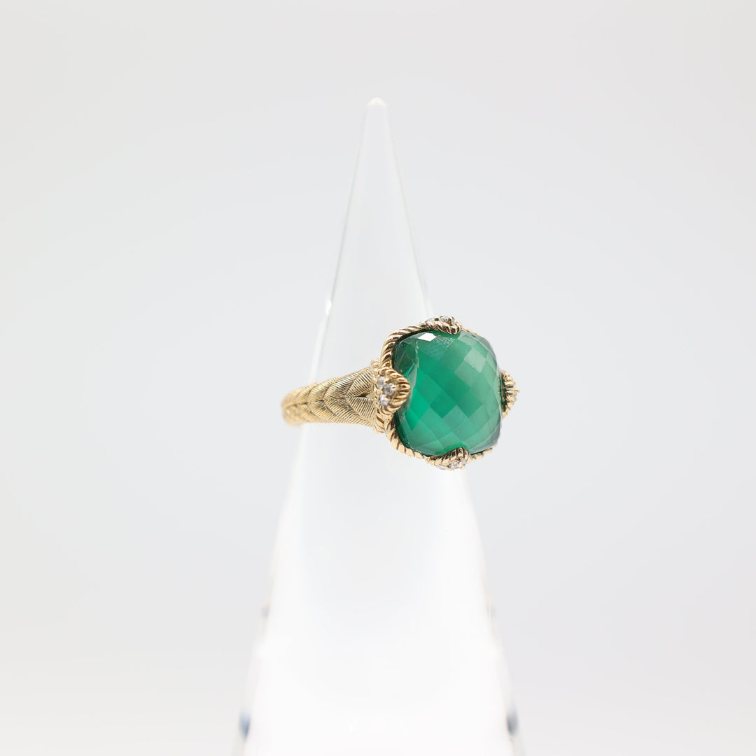 Judith Ripka Gold Plated Silver Green Goddess Ring - Size 9.75