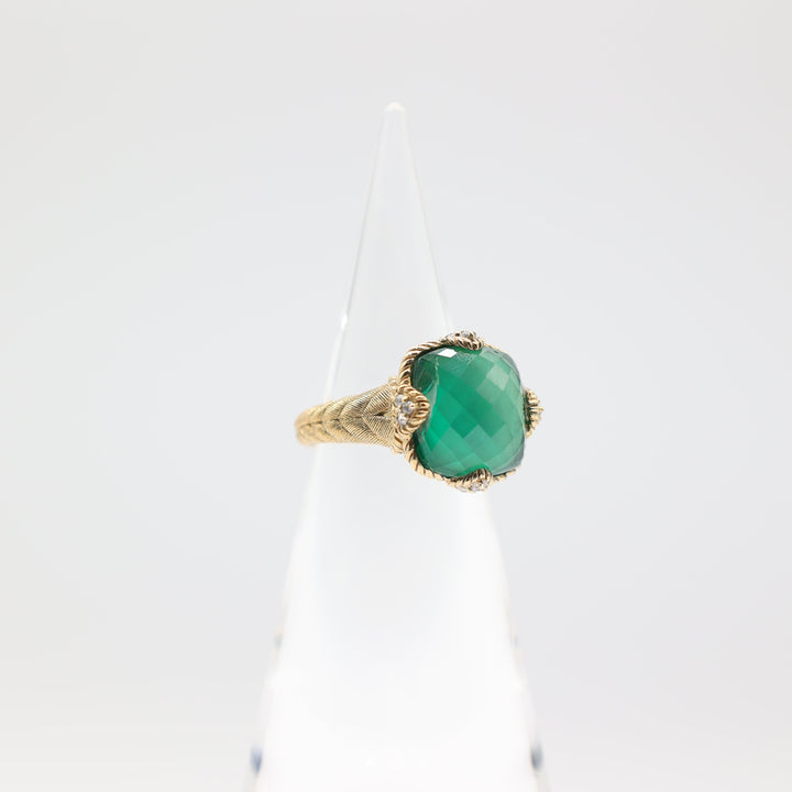 Judith Ripka Gold Plated Silver Green Goddess Ring - Size 9.75