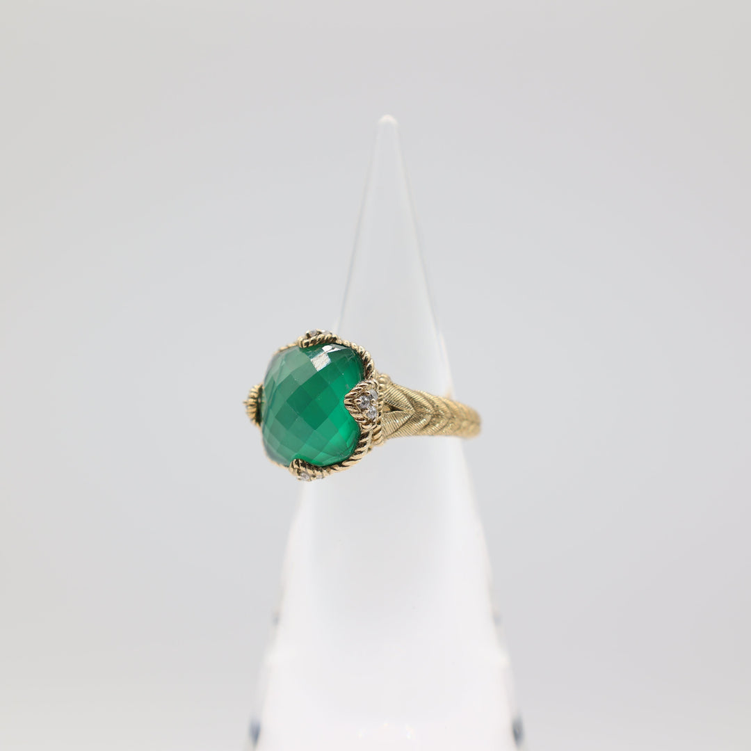 Judith Ripka Gold Plated Silver Green Goddess Ring - Size 9.75