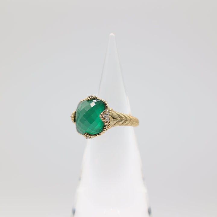 Judith Ripka Gold Plated Silver Green Goddess Ring - Size 9.75