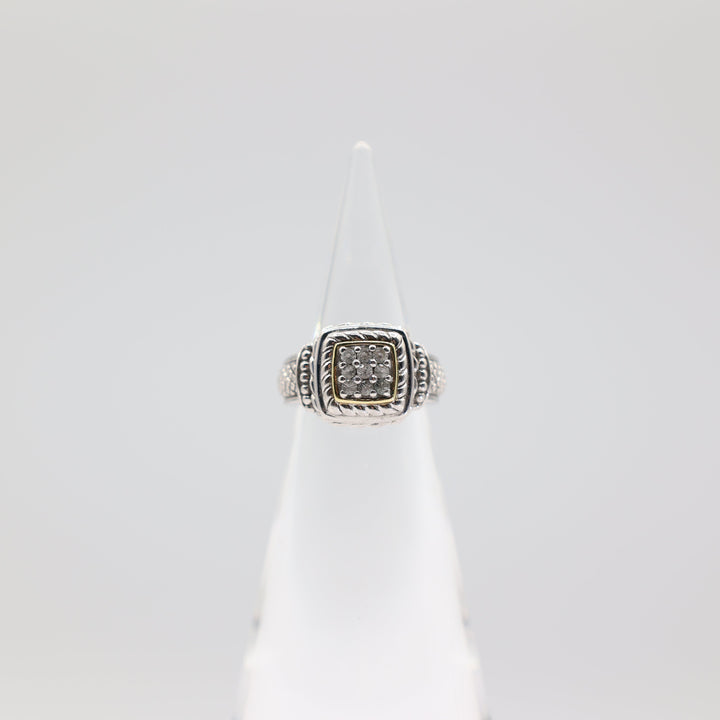 925 Sterling Silver and 18k Yellow Gold Judith Ripka White Sapphire Ring - Size 6.5