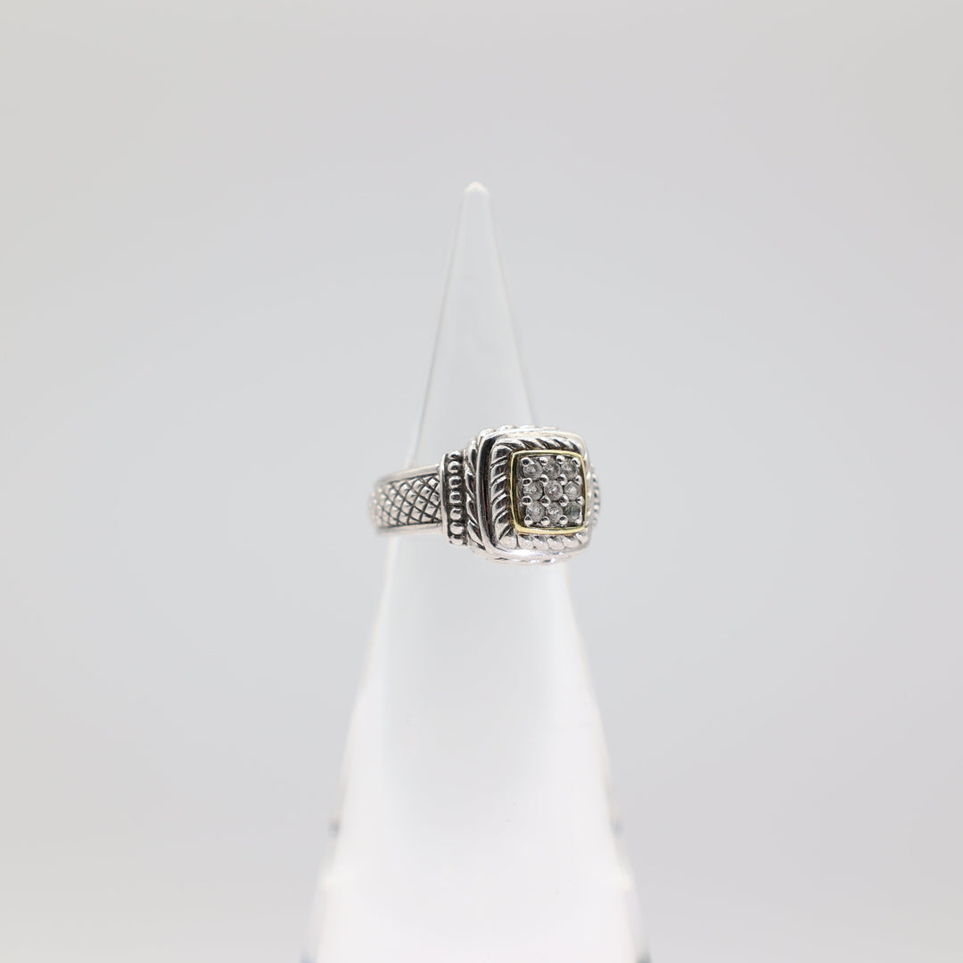 925 Sterling Silver and 18k Yellow Gold Judith Ripka White Sapphire Ring - Size 6.5