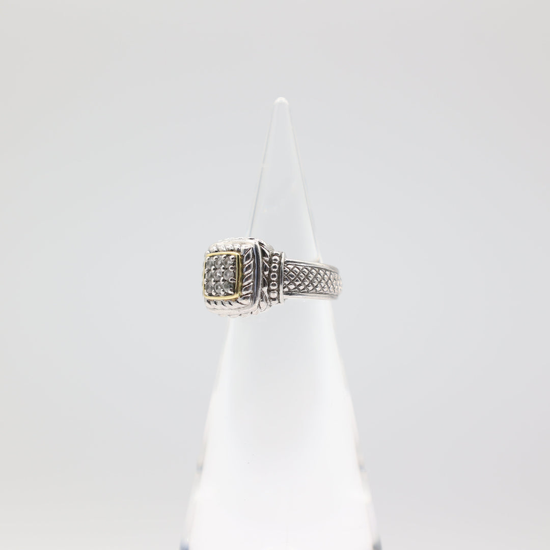 925 Sterling Silver and 18k Yellow Gold Judith Ripka White Sapphire Ring - Size 6.5
