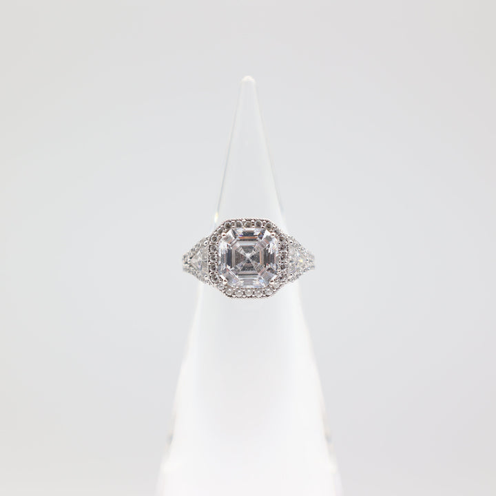 925 Sterling silver Judith Ripka Cubic Zirconia Rhodium Ring Size -7