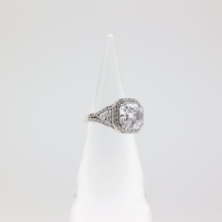 925 Sterling silver Judith Ripka Cubic Zirconia Rhodium Ring Size -7