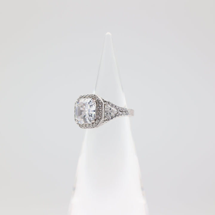 925 Sterling silver Judith Ripka Cubic Zirconia Rhodium Ring Size -7