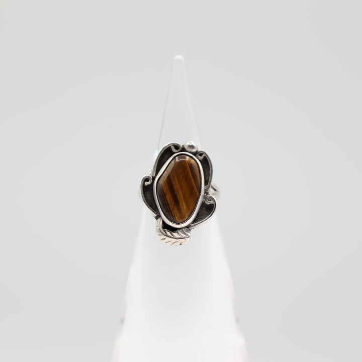 925 Sterling Silver Tiger Eye Ring - Size 7