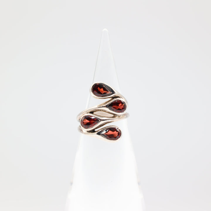 925 Sterling Silver Natural Garnet Gemstone Ring Size 9.25