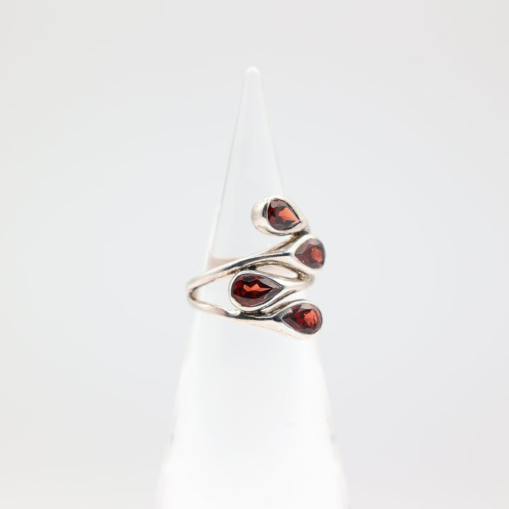 925 Sterling Silver Natural Garnet Gemstone Ring Size 9.25