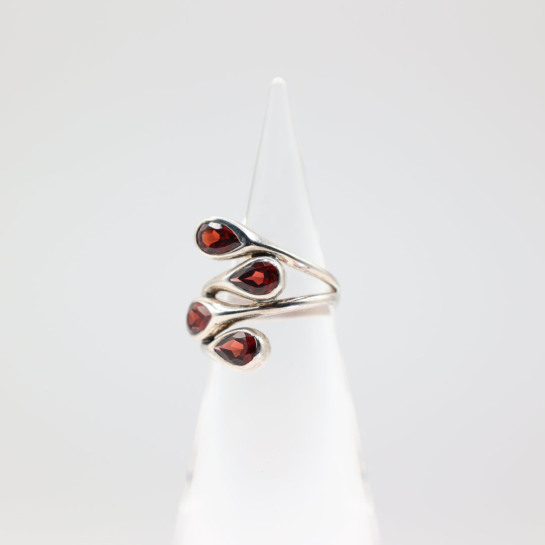 925 Sterling Silver Natural Garnet Gemstone Ring Size 9.25