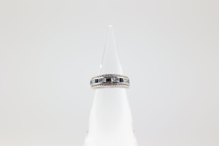 Judith Ripka Sterling Silver Cubic Zirconia and Sapphire Stone Ring - Size 8
