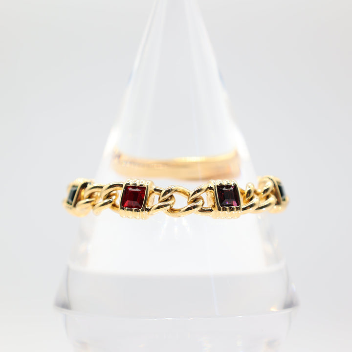 Vintage Multicolor Cushion Round Cut Link Tone Bracelet