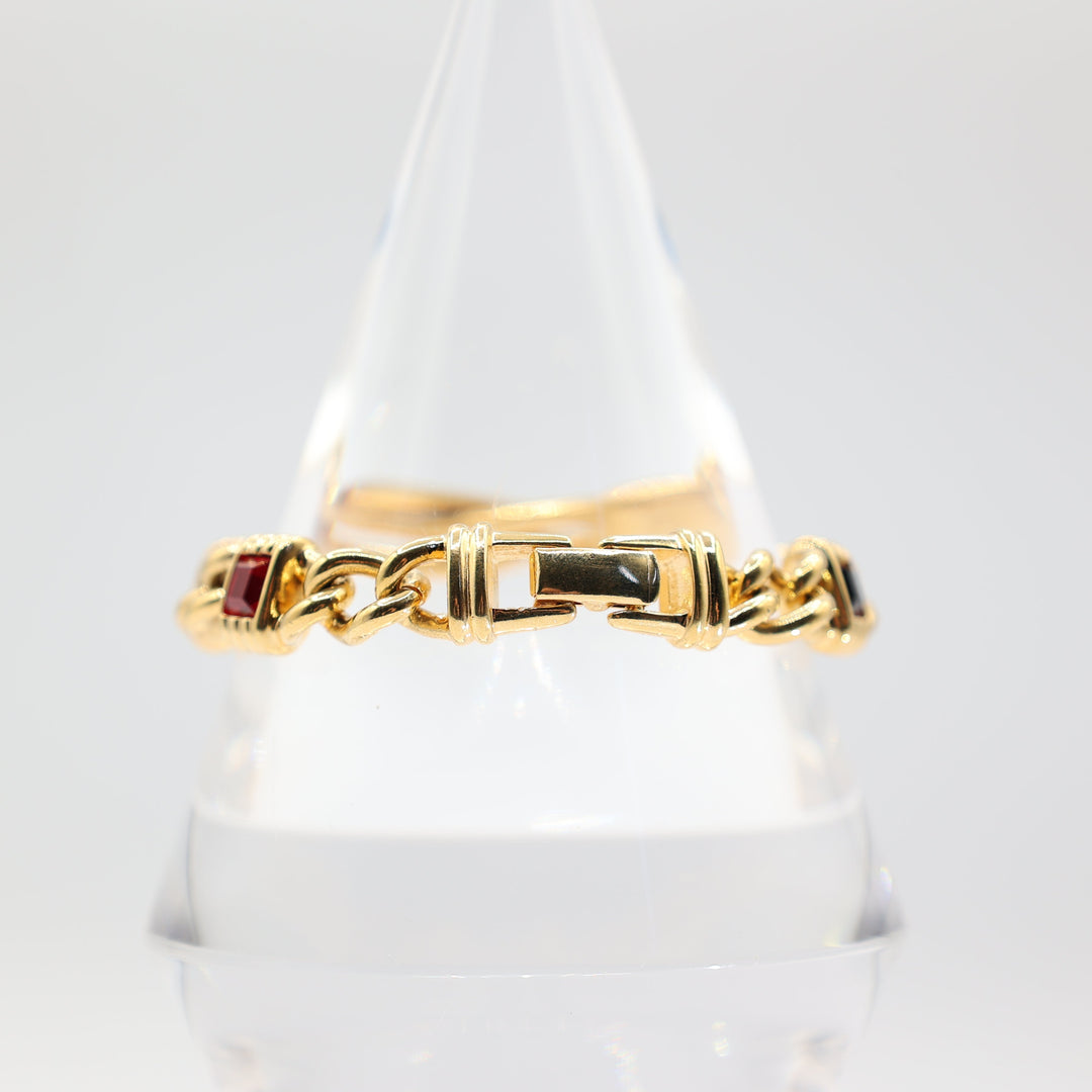 Vintage Multicolor Cushion Round Cut Link Tone Bracelet