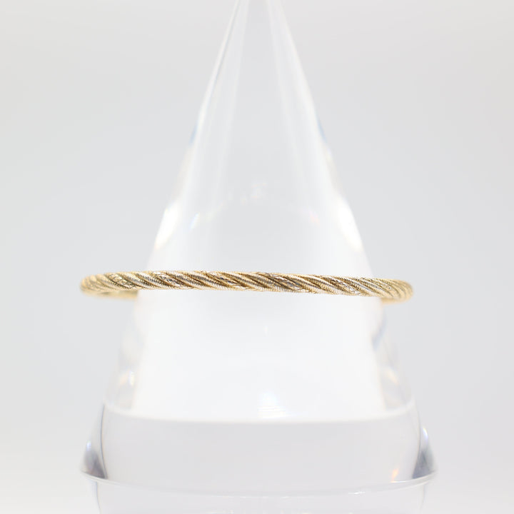 Judith Ripka 925 Gold Toned Twisted Bangle Bracelet with Hinge
