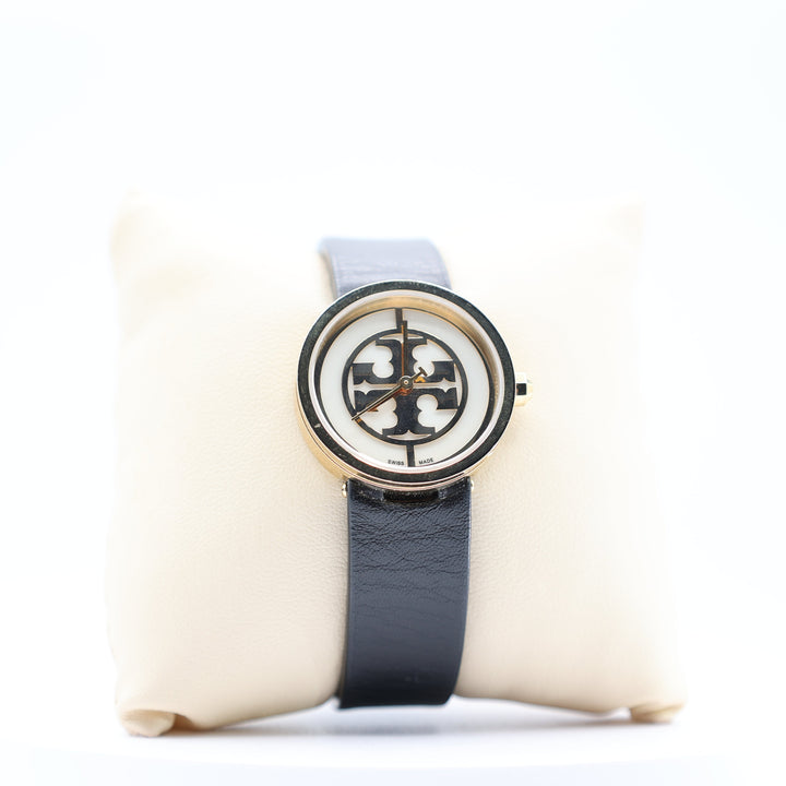 Tory Burch Women's Reva Watch with Black Leather Band