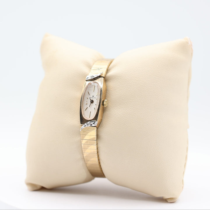 Hamilton Vintage Swiss Yellow Gold Dainty Oval Ladies Watch