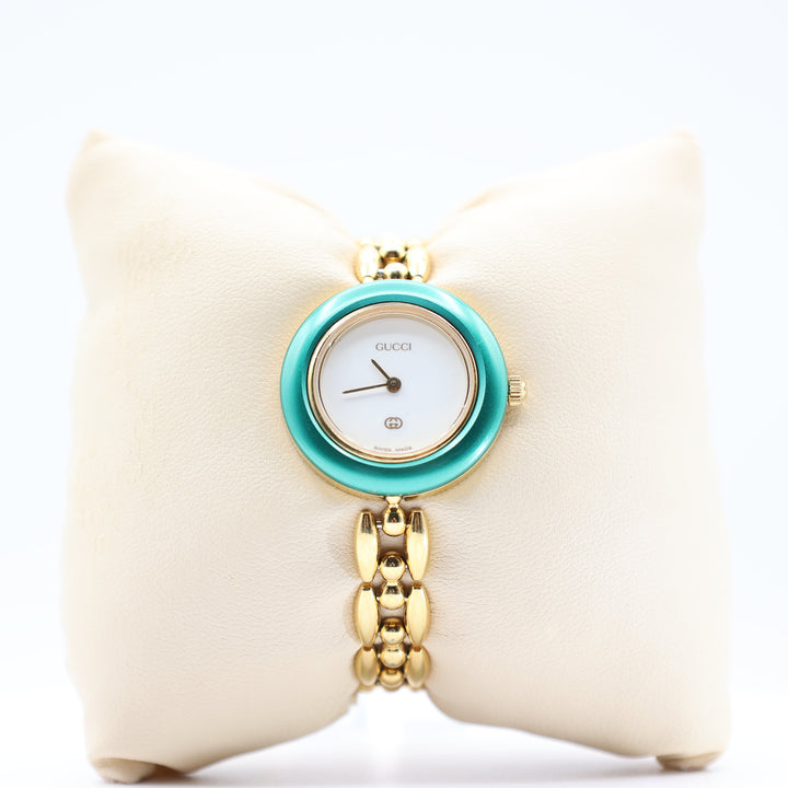 Gucci Yellow Gold Vintage Interchangable Gold Bezel Watch