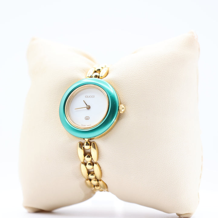 Gucci Yellow Gold Vintage Interchangable Gold Bezel Watch