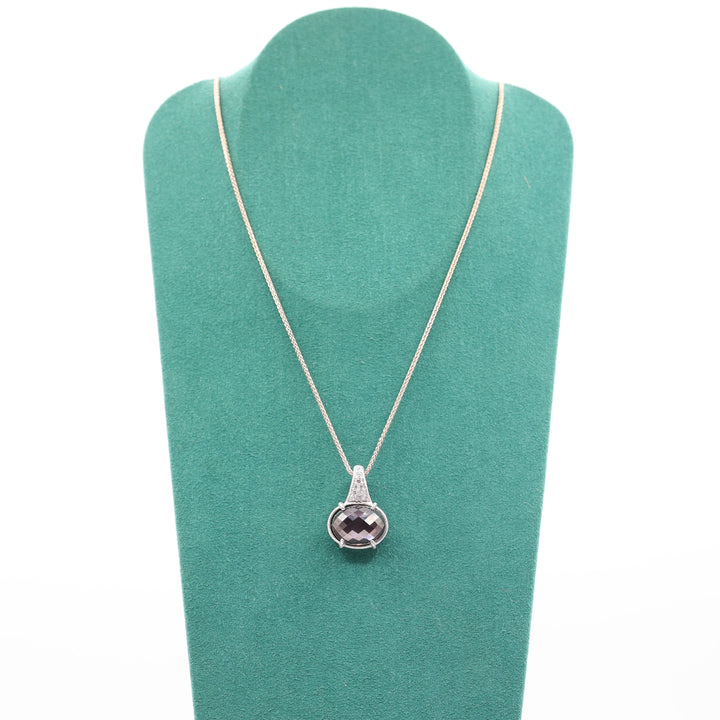Judith Ripka Adjustable Smokey Brown Quartz with Crystals Pendant Necklace