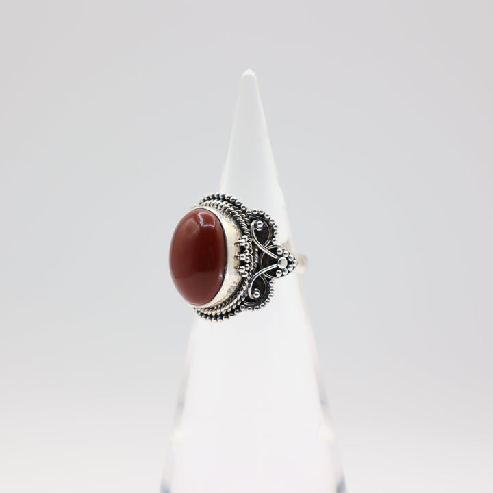 925 Sterling Silver Red Jasper Ring - Size 7