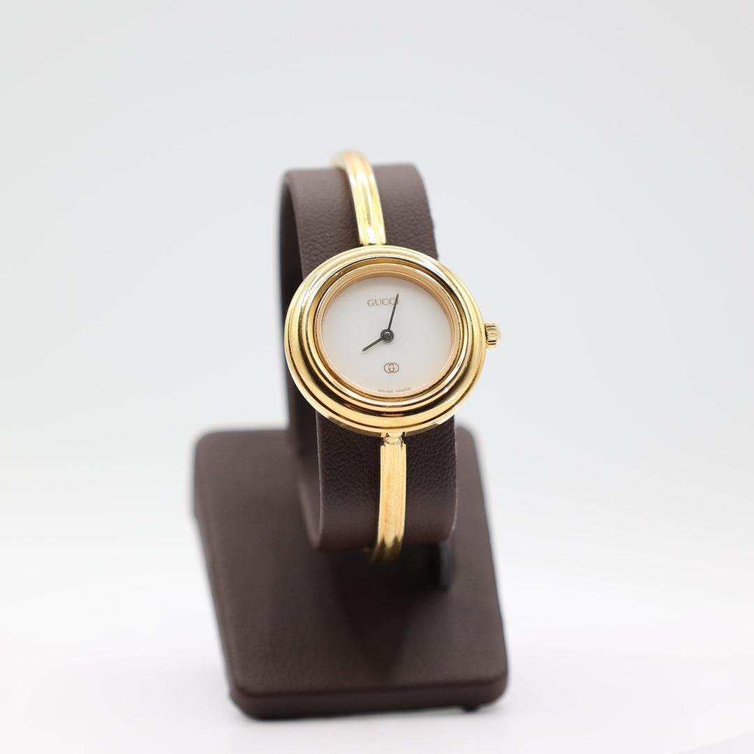Gucci Thin Yellow Gold Vintage Interchangable Bezel Watch