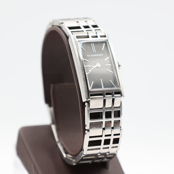 Burberry Stainless Steel Heritage Black Dial Rectangle Watch